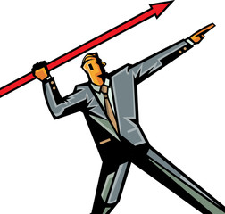 Side view of man holding arrow