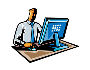 Side view of man working on computer