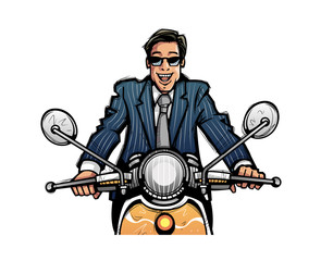 Close-up of man riding scooter