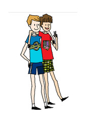 Side view of boys standing