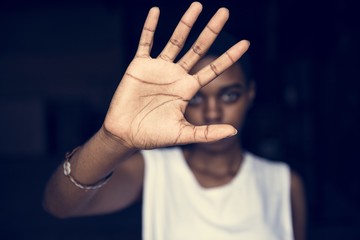 Woman showing her blank palm