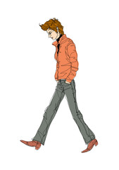 Side view of man walking