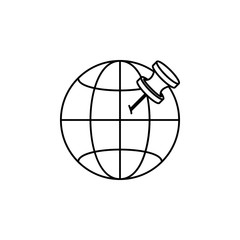 pin on the globe icon. Element of navigation illustration. Premium quality graphic design icon. Signs and symbols collection icon for websites, web design, mobile app