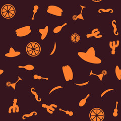 Seamless pattern with Traditional mexican elements. Vector.