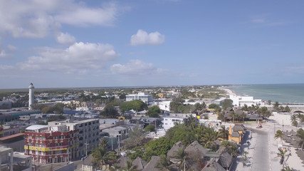 Fototapeta premium Progreso is an industrial city located near the capital of the state of Yucatan. From a bird's eye view it looks just amazing