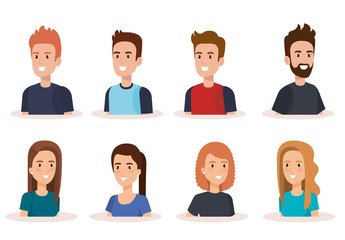 young people avatars characters vector illustration design