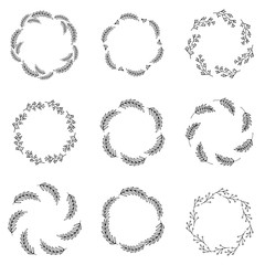 Vector wreath illustration. Decorative round frame with leaves for cards, invitations and posters