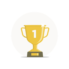 Icon winner cup. Gold trophy. First place. Vector illustration in flat style.
