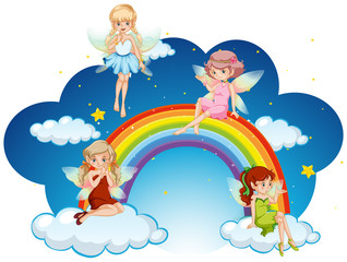 Fairies flying over the rainbow