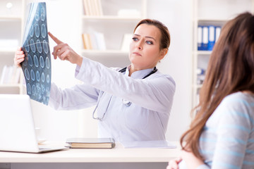 Pregnant woman visiting doctor for regular check-up