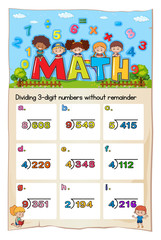 Math worksheet template for dividing