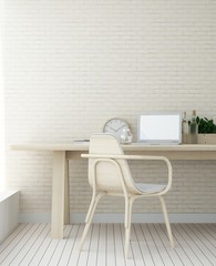 Work space interior background in hotel - 3d rendering  portrait minimal japanese	