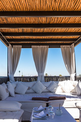 Traditional interior of cafe in Marrakesh, Morocco