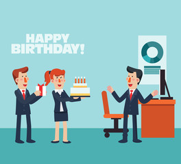 Business people celebrating a birthday in office