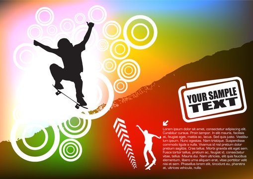 Skateboarder On Abstract Background 