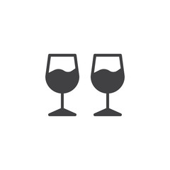 Wine glasses vector icon. filled flat sign for mobile concept and web design. Glasses simple solid icon. Symbol, logo illustration. Pixel perfect vector graphics