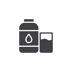 Water bottle and glass vector icon. filled flat sign for mobile concept and web design. Drink simple solid icon. Symbol, logo illustration. Pixel perfect vector graphics