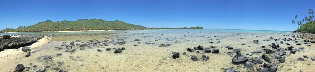 Panoramic landscape view  of Muri lagoon in Rarotonga Cook Islands