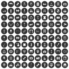 100 mirror icons set black circle