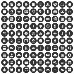 100 bakery icons set black circle