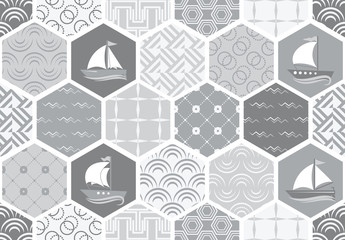 Set of art deco seamless patterns. Stylish modern textures. abstract backgrounds