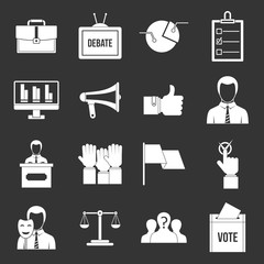 Election voting icons set grey vector