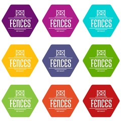 Fototapeta premium Fence quality icons set 9 vector