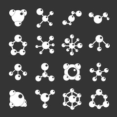 Obraz premium Molecule icons set grey vector