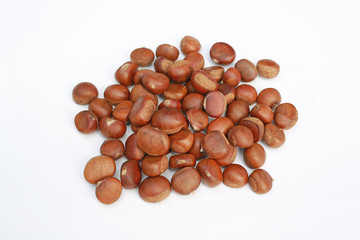 Pile of Chinese Chestnut isolated on white background.