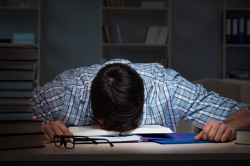 Student preparing for exams late at night