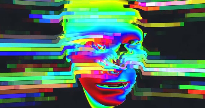 Animation of Digital Human Head on Colorful Noisy Moving Lines