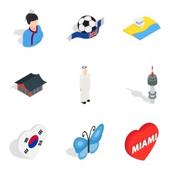 Discharge icons set, isometric style