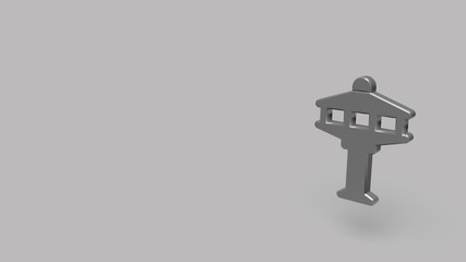 3D Icon of airport tower isolated on a grey background.