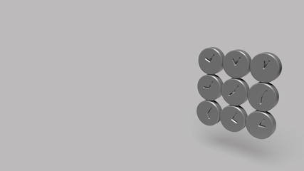 3D Icon of time zones isolated on a grey background.
