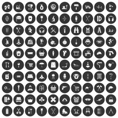 100 outfit icons set black circle
