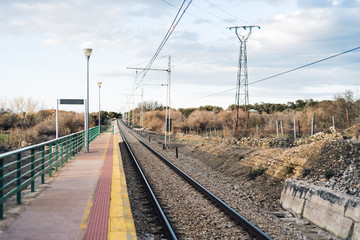 Railroad tracks in rural station