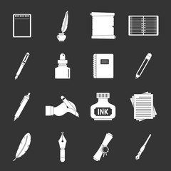 Obraz premium Writing icons set grey vector