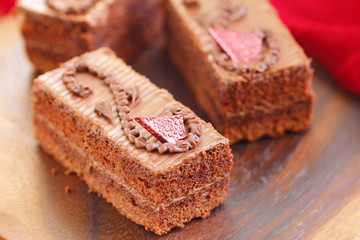 Chocolate cake with sweet cream