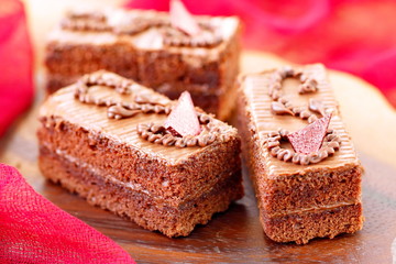 Chocolate cake with sweet cream