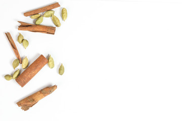 Cinnamon cardamom spice border fram