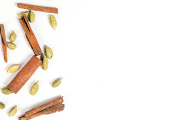 Cinnamon cardamom spice border frame