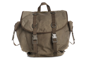 Naklejka premium Military backpack isolated on white