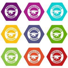 Jurassic funny icons set 9 vector