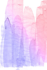 Watercolor red pink violet blue paint background.