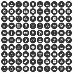 100 philanthropy icons set black circle