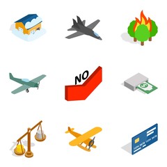 Warlord icons set, isometric style