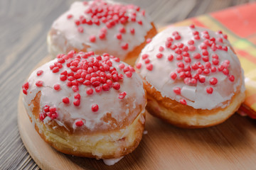 Traditional Polish donuts with a filling,donuts with jam,donuts with chocolate