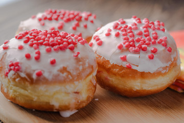 Traditional Polish donuts with a filling,donuts with jam,donuts with chocolate