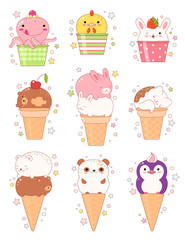Collection of animal shaped ice cream
