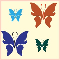 butterfly in various colors vector